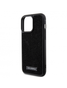 Karl Lagerfeld Rhinestone Plate Metall Logotypfodral för iPhone 15 Pro Max Svart