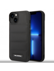 Karl Lagerfeld Quilted Puffy Metal Logotypfodral till iPhone 15 Svart
