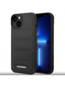Karl Lagerfeld Quilted Puffy Metal Logotypfodral till iPhone 15 Svart