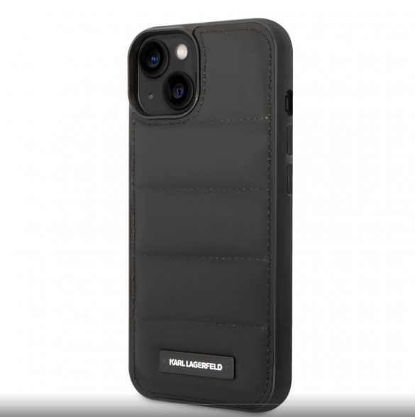 Karl Lagerfeld Quilted Puffy Metal Logotypfodral till iPhone 14 Svart