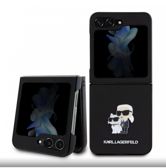 Karl Lagerfeld PU Saffiano Karl och Choupette NFT-fodral till Samsung Galaxy Z Flip 5 Svart