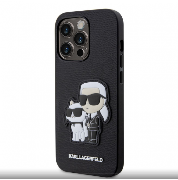 Karl Lagerfeld PU Saffiano Karl och Choupette NFT-fodral till iPhone 14 Pro Svart