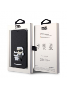 Karl Lagerfeld PU Saffiano Karl och Choupette NFT Bokfodral för iPhone 14 Pro Max Svart