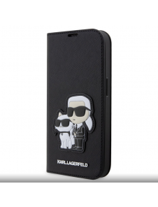 Karl Lagerfeld PU Saffiano Karl och Choupette NFT Bokfodral för iPhone 13 Pro Max Svart