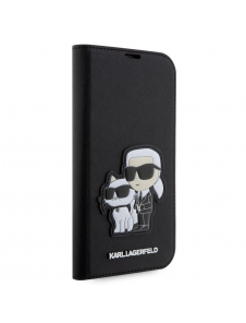 Karl Lagerfeld PU Saffiano Karl och Choupette NFT Bokfodral för iPhone 13 Pro Max Svart