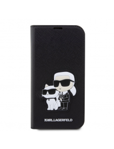 Karl Lagerfeld PU Saffiano Karl och Choupette NFT Bokfodral för iPhone 13 Pro Max Svart