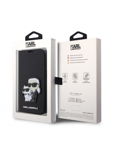 Karl Lagerfeld PU Saffiano Karl och Choupette NFT Bokfodral för iPhone 13 Pro Max Svart