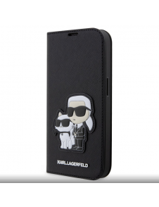 Karl Lagerfeld PU Saffiano Karl och Choupette NFT Bokfodral för iPhone 13 Pro Svart
