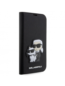 Karl Lagerfeld PU Saffiano Karl och Choupette NFT Bokfodral för iPhone 13 Pro Svart