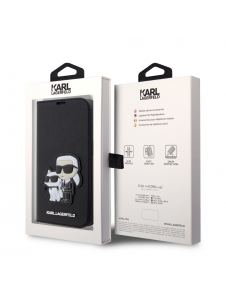 Karl Lagerfeld PU Saffiano Karl och Choupette NFT Bokfodral för iPhone 13 Pro Svart
