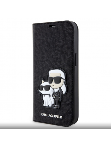 Karl Lagerfeld PU Saffiano Karl och Choupette NFT Bokfodral för iPhone 13 Svart
