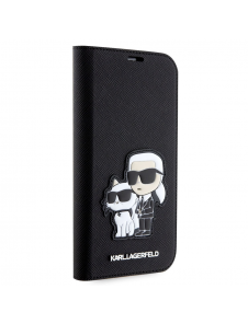 Karl Lagerfeld PU Saffiano Karl och Choupette NFT Bokfodral för iPhone 13 Svart
