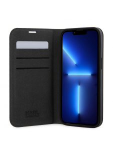 Karl Lagerfeld PU Saffiano Karl och Choupette NFT Bokfodral för iPhone 13 Svart