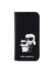 Karl Lagerfeld PU Saffiano Karl och Choupette NFT Bokfodral för iPhone 13 Svart