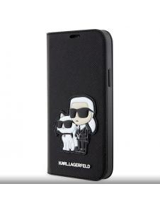 Karl Lagerfeld PU Saffiano Karl och Choupette NFT bokfodral för iPhone 12/12 Pro Svart