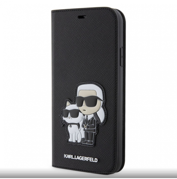 Karl Lagerfeld PU Saffiano Karl och Choupette NFT Bokfodral för iPhone 11 Svart