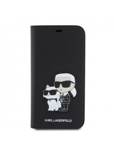 Karl Lagerfeld PU Saffiano Karl och Choupette NFT Bokfodral för iPhone 11 Svart