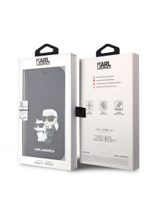 Karl Lagerfeld PU Saffiano Karl och Choupette NFT Bokfodral för iPhone 11 Svart