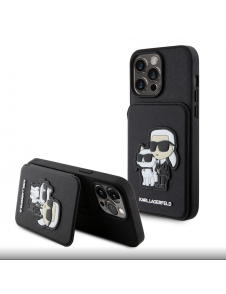 Karl Lagerfeld PU Saffiano Card Slot Stand Karl and Choupette Fodral till iPhone 15 Pro Max Svart