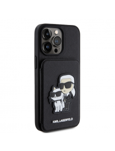 Karl Lagerfeld PU Saffiano Card Slot Stand Karl and Choupette Fodral till iPhone 15 Pro Max Svart