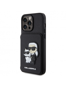 Karl Lagerfeld PU Saffiano Card Slot Stand Karl and Choupette Fodral till iPhone 15 Pro Max Svart