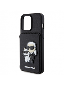 Karl Lagerfeld PU Saffiano Card Slot Stand Karl and Choupette Fodral till iPhone 15 Pro Max Svart