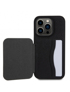 Karl Lagerfeld PU Saffiano Card Slot Stand Karl and Choupette Fodral till iPhone 15 Pro Svart