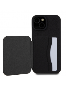 Karl Lagerfeld PU Saffiano Card Slot Stand Karl and Choupette Fodral till iPhone 15 Svart