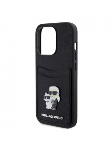 Karl Lagerfeld PU Saffiano Card Slot Metal Karl and Choupette Fodral till iPhone 15 Pro Svart