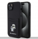 Karl Lagerfeld PU Saffiano Card Slot Metal Karl and Choupette Fodral till iPhone 15 Svart