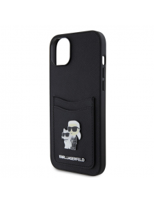 Karl Lagerfeld PU Saffiano Card Slot Metal Karl and Choupette Fodral till iPhone 15 Svart