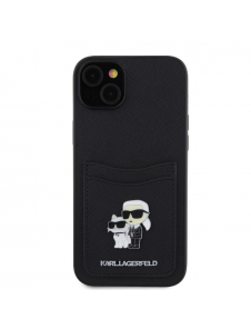 Karl Lagerfeld PU Saffiano Card Slot Metal Karl and Choupette Fodral till iPhone 15 Svart