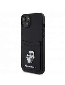 Karl Lagerfeld PU Saffiano Card Slot Metal Karl and Choupette Fodral till iPhone 15 Svart