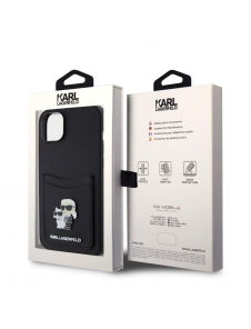 Karl Lagerfeld PU Saffiano Card Slot Metal Karl and Choupette Fodral till iPhone 15 Svart