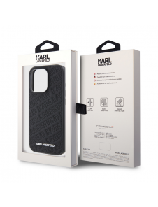 Karl Lagerfeld PU Quilted Pattern Case för iPhone 15 Pro Max Svart