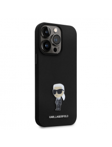 Karl Lagerfeld Flytande Silikon Metall Ikonik Fodral till iPhone 15 Pro Max Svart