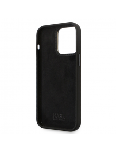 Karl Lagerfeld Flytande Silikon Metall Ikonik Fodral till iPhone 15 Pro Max Svart