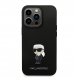 Karl Lagerfeld Flytande Silikon Metall Ikonik Fodral till iPhone 15 Pro Svart