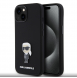 Karl Lagerfeld Flytande Silikon Metall Ikonik Fodral till iPhone 15 Svart