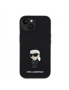 Karl Lagerfeld Flytande Silikon Metall Ikonik Fodral till iPhone 15 Svart