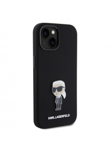 Karl Lagerfeld Flytande Silikon Metall Ikonik Fodral till iPhone 15 Svart
