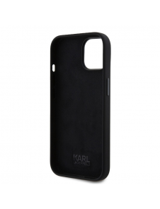 Karl Lagerfeld Flytande Silikon Metall Ikonik Fodral till iPhone 15 Svart