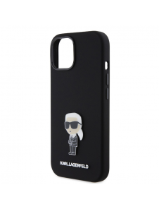 Karl Lagerfeld Flytande Silikon Metall Ikonik Fodral till iPhone 15 Svart