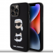Karl Lagerfeld Flytande Silikon Karl och Choupette Heads Fodral till iPhone 15 Pro Max Svart