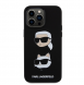 Karl Lagerfeld Flytande Silikon Karl och Choupette Heads Fodral till iPhone 15 Pro Max Svart