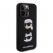 Karl Lagerfeld Flytande Silikon Karl och Choupette Heads Fodral till iPhone 15 Pro Max Svart
