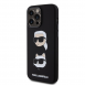 Karl Lagerfeld Flytande Silikon Karl och Choupette Heads Fodral till iPhone 15 Pro Max Svart