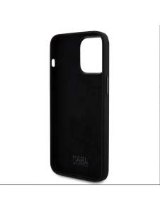 Karl Lagerfeld Flytande Silikon Karl och Choupette Heads Fodral till iPhone 15 Pro Max Svart