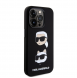 Karl Lagerfeld Flytande Silikon Karl och Choupette Heads Fodral till iPhone 15 Plus Svart