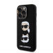 Karl Lagerfeld Flytande Silikon Karl och Choupette Heads Fodral till iPhone 15 Plus Svart